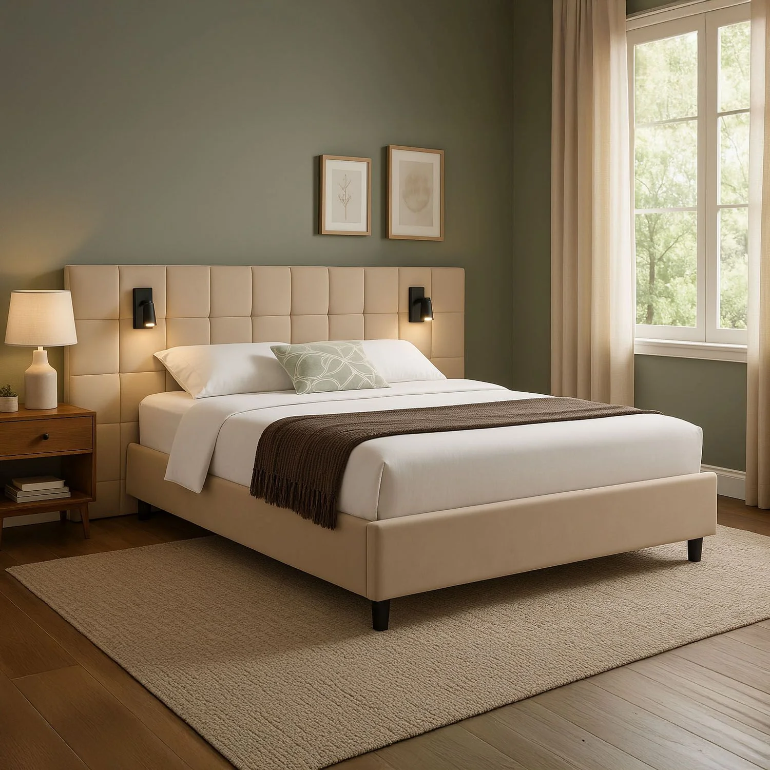 2025 Lit rembourré en velours Luzano