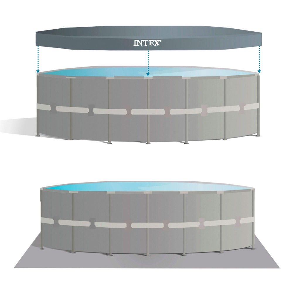 Piscine tubulaire circulaire amovible en PVC gris foncé Intex 610 x 122 cm avec purificateur