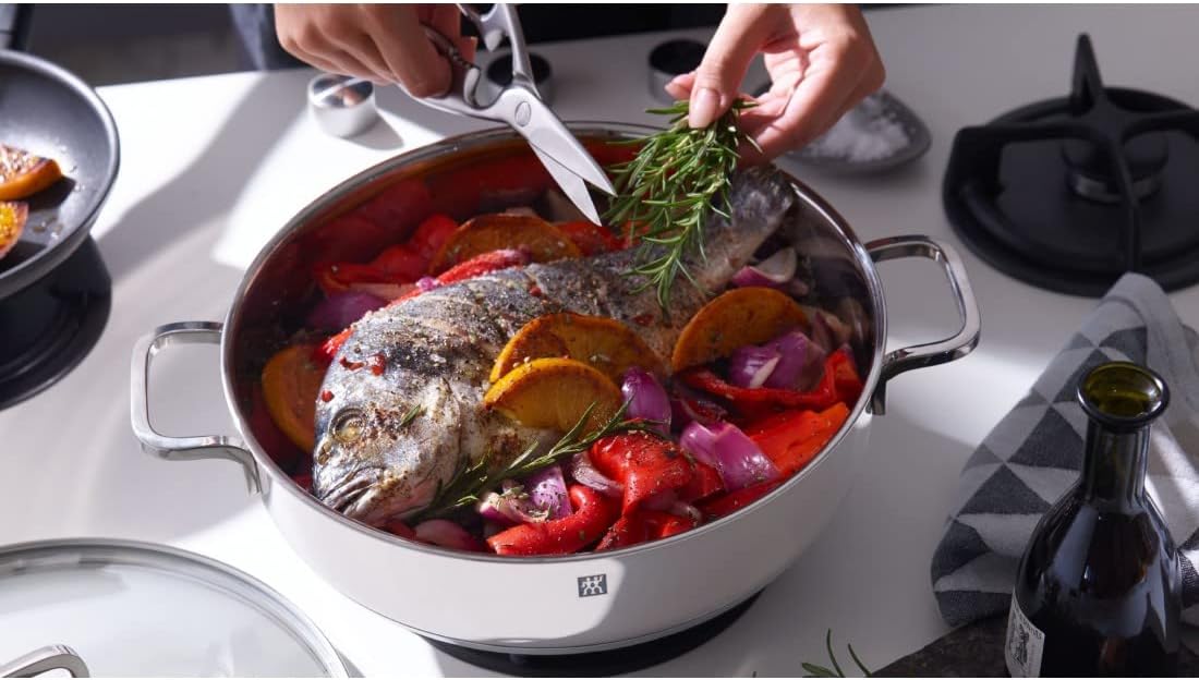 ZWILLING 5-delt køkkengrejsæt, 4 låg, egnet til induktion, rustfrit stål, passion, lys grå, diameter 16 cm, diameter 20 cm, diameter 24 cm, diameter 28 cm