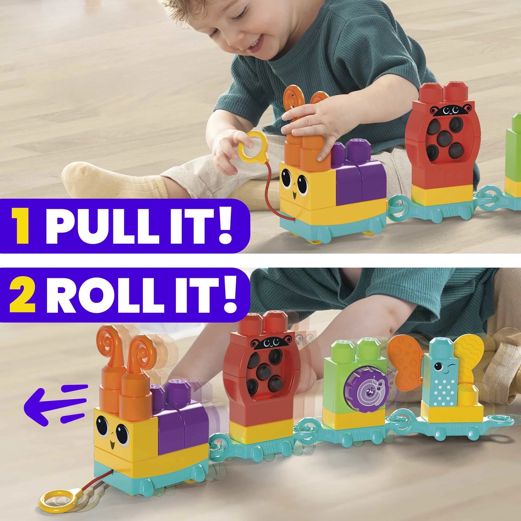 MEGA BLOKS Fisher-Price Move n Groove Caterpillar sanseklodser (24 dele) til småbørn