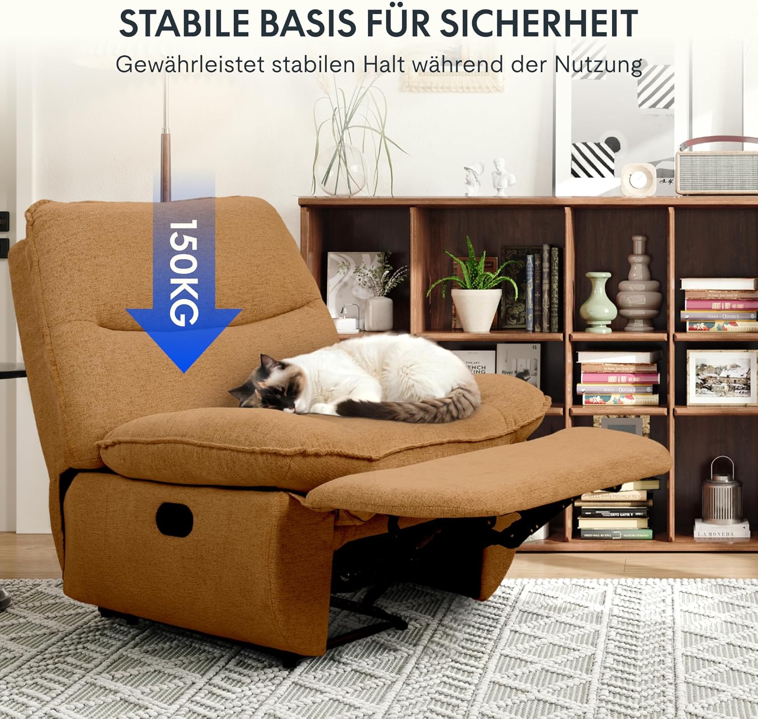 FLEXISPOT XC6 Relaxsessel, Drehsofa mit Wippfunktion, TV-Sessel mit verstellbarer Rückenlehne, Liegesessel für Schlafzimmer, Wohnzimmer und Heimkino (Beige)