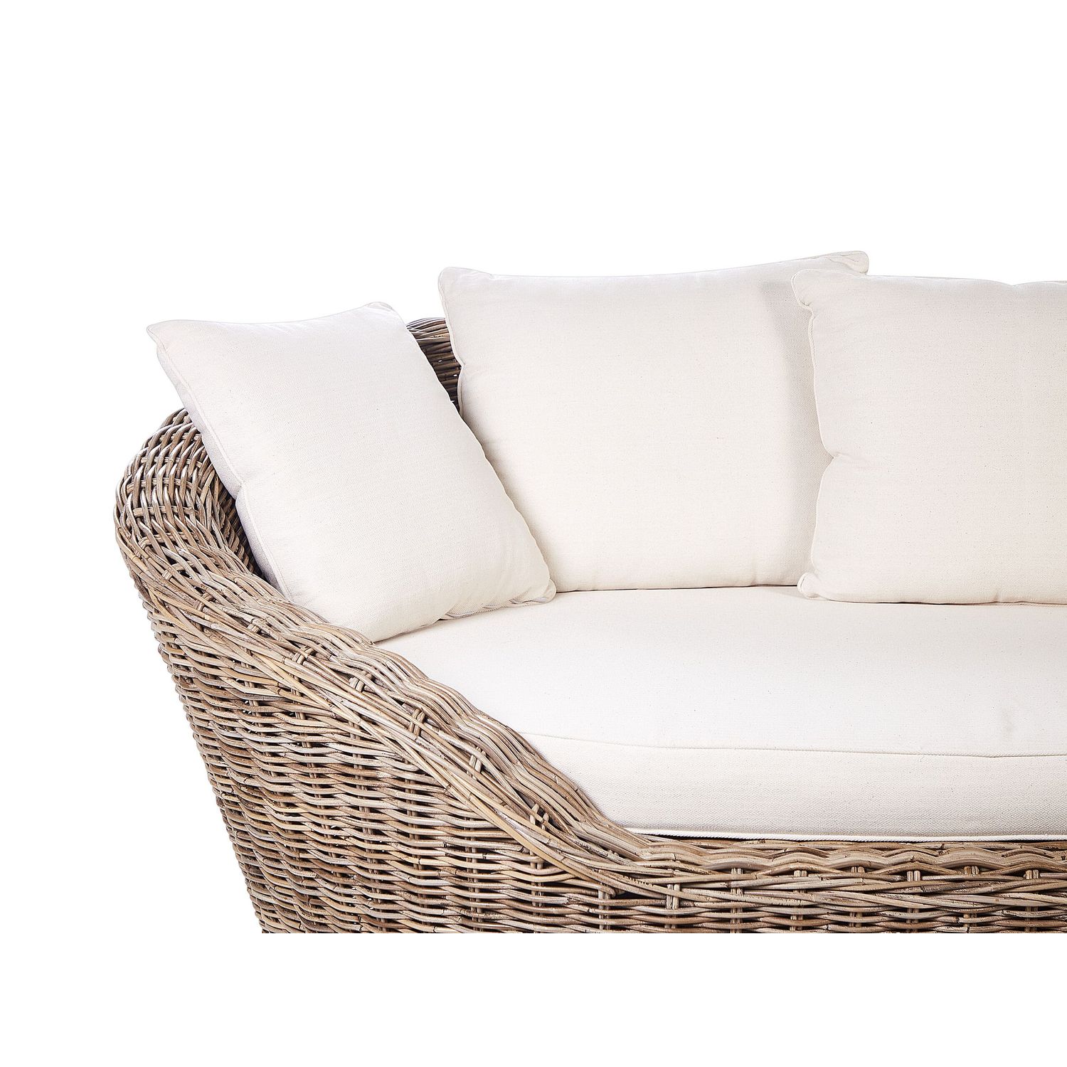 Naturlig havesofa i boho-stil lavet af naturlig rattan med Cavo-hynder - Naturlig