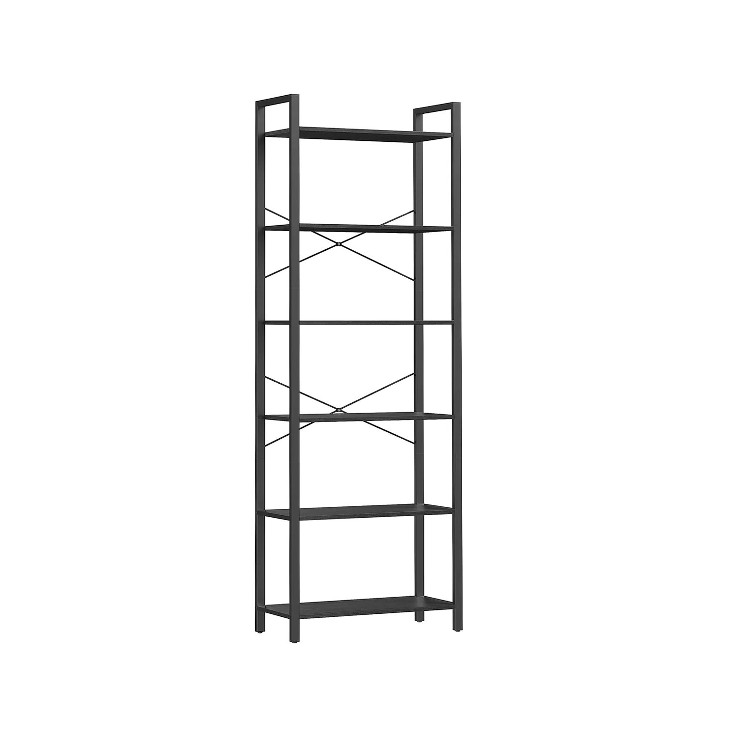 Hohes Bücherregal mit Stahlrahmen, Industriestil