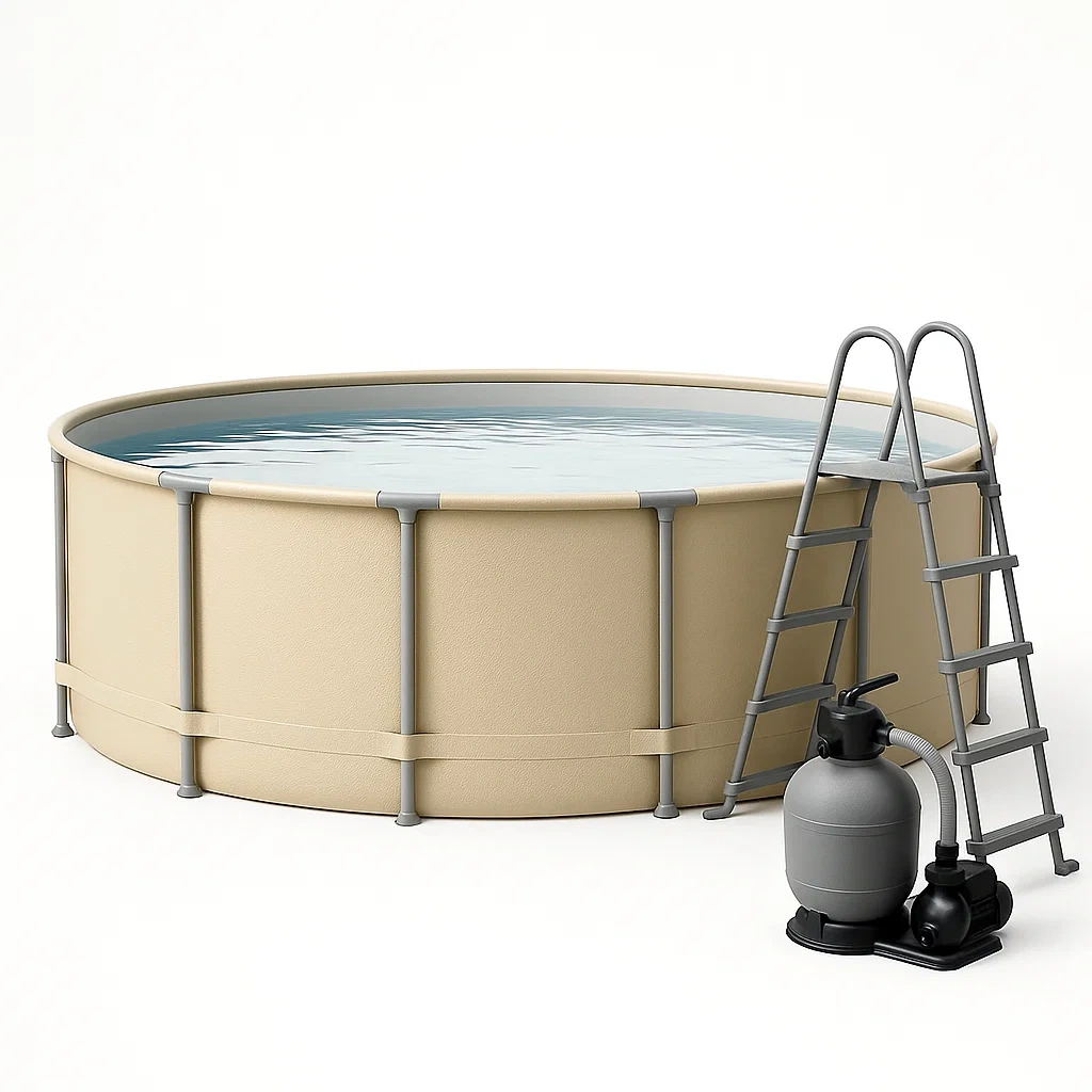 Piscine tubulaire ronde démontable 448 x 105 cm, couleur beige, avec filtre et échelle dqwwKXd296Md