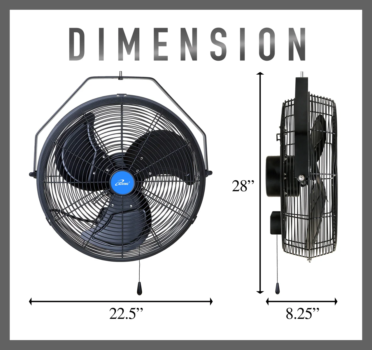 2025 ILG8E18-15 – iLIVING 45,7 cm (18 Zoll) wetterfester Wandventilator mit variabler Drehzahl für den Innen- und Außenbereich. Industriequalität für Terrasse, Gewächshaus, Garage, Werkstatt und Laderampe. 6360 CFM (Kubikfuß pro Minute). Schwarz.