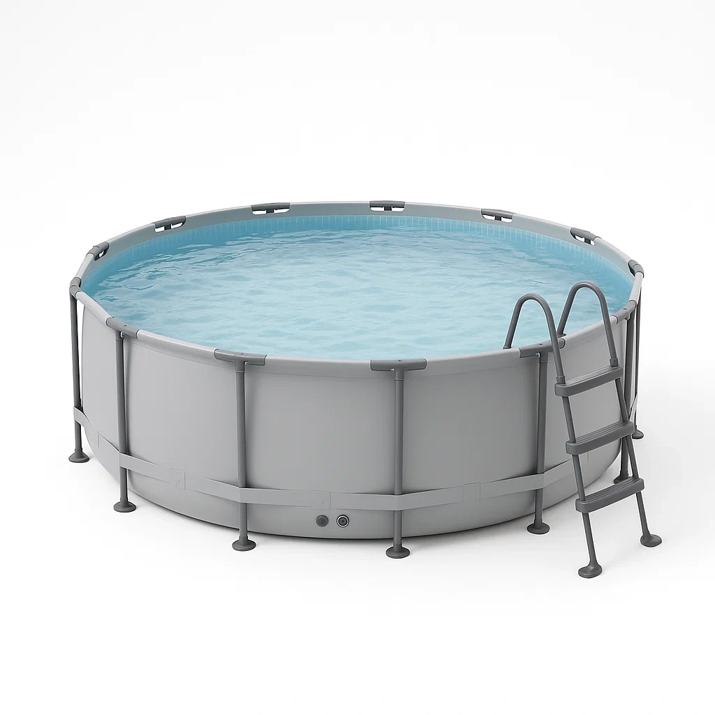 Piscine hors-sol tubulaire ronde 358 x 98 cm, couleur grise, avec filtre et échelle tnJtzhK266VJ