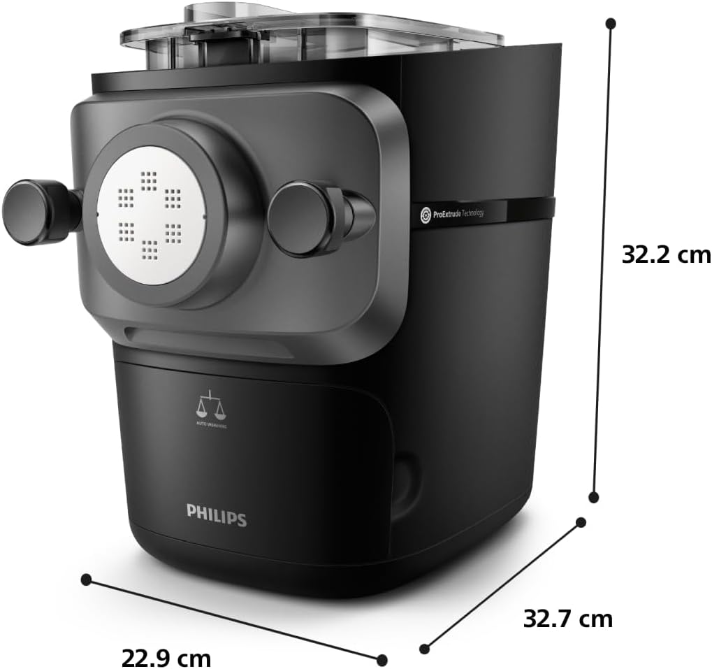 Machine à pâtes Philips série 7000 - Technologie ProExtrude, pesée automatique, entièrement automatique, 8 disques de façonnage, noir (HR2665/93)