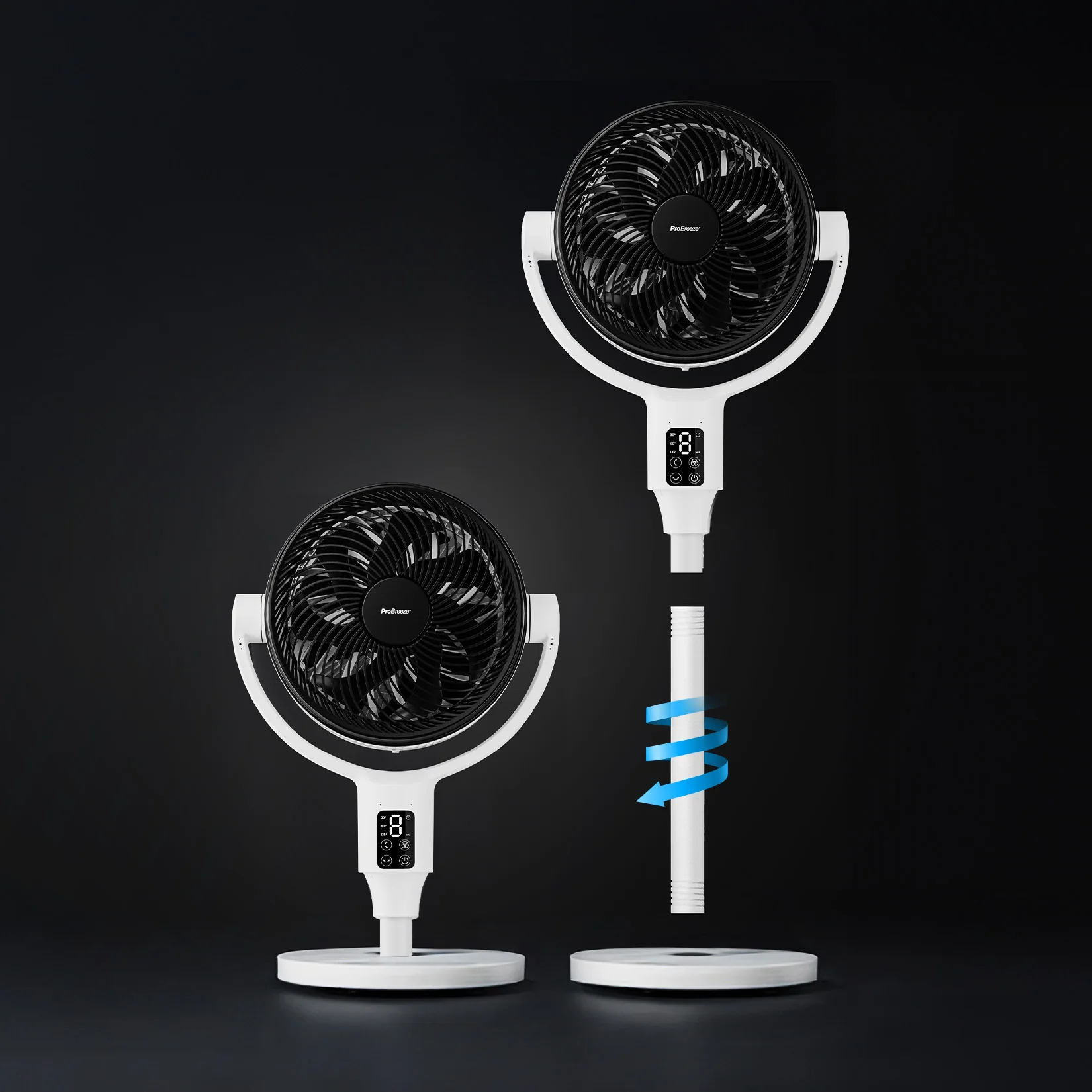 Ventilateur sur pied hybride AirFlo Plus™ 44 (2025) – Circulateur d'air ultra silencieux – Blanc