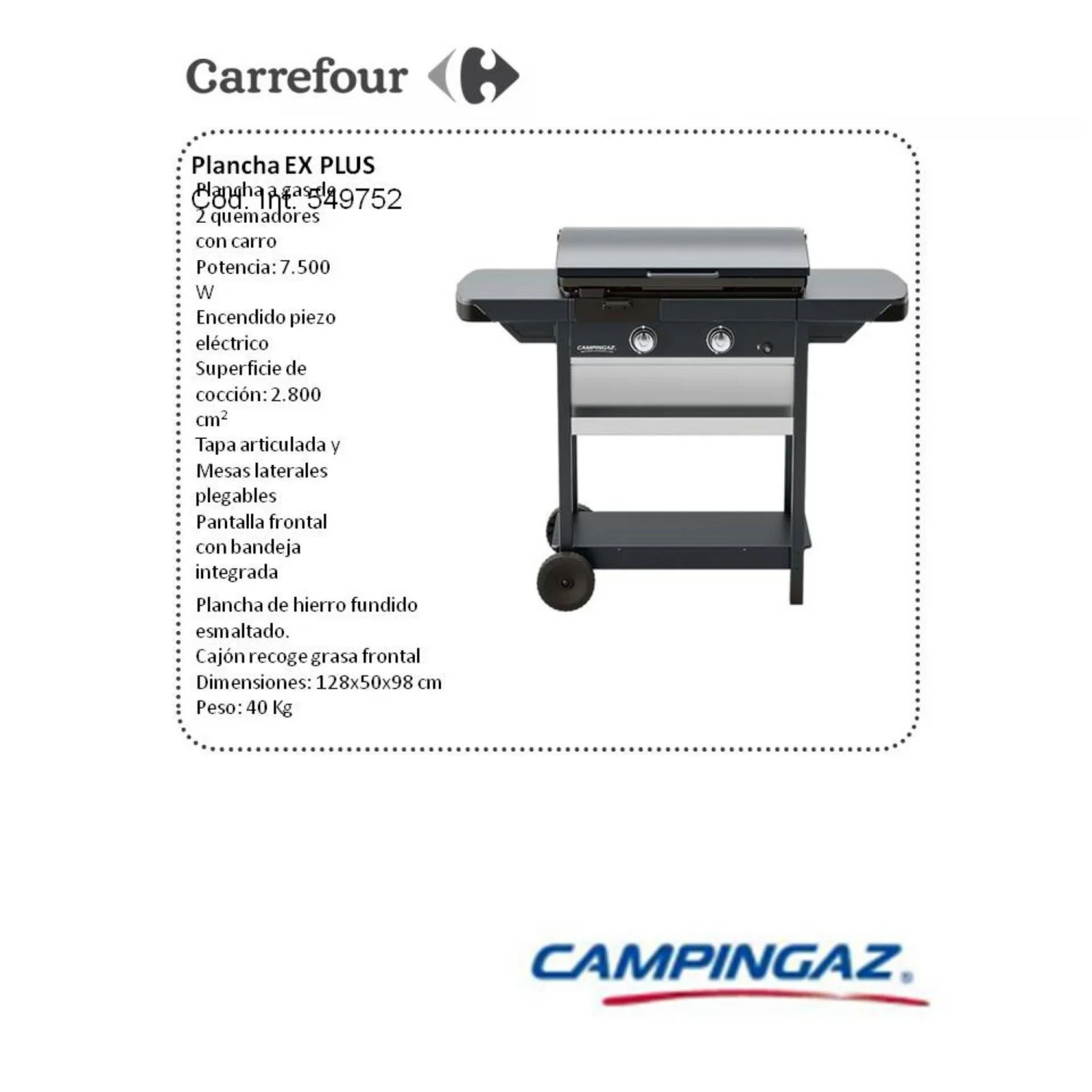 Gasgrillplatte mit Wagen Ex Plus