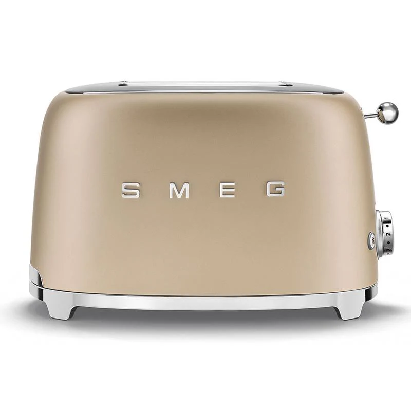 Grille-pain rétro 2 tranches SMEG TSF01CHMUK (2025), style années 50 – Finition champagne mat