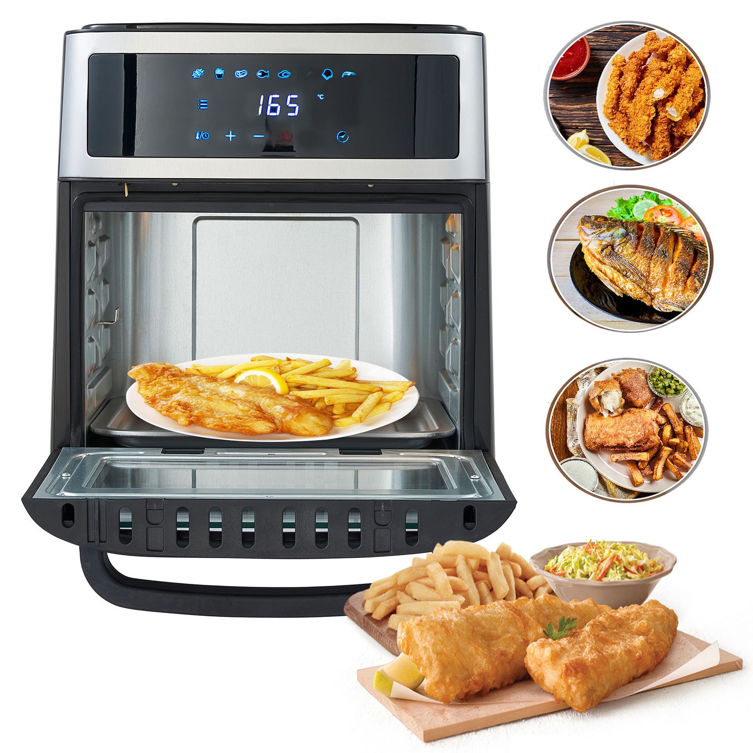 Adler AD6309 13L Heißluftfritteuse mit 8 Programmen, Timer und Temperaturregelung von 40–200 °C, Schwarz