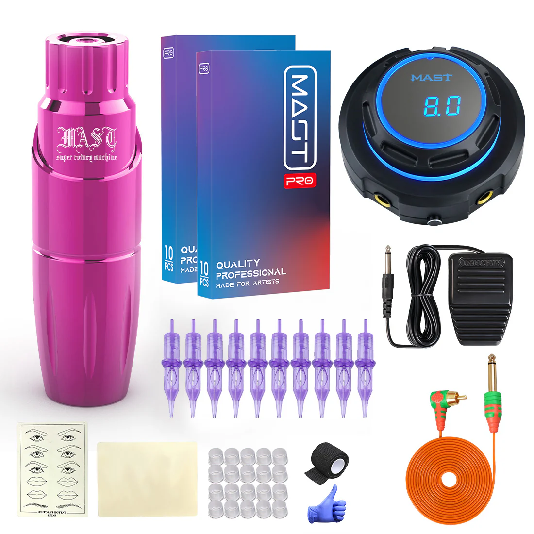 Mast Tour tatoveringsmaskinesæt med Tour Pen roterende maskine og Halo strømforsyning