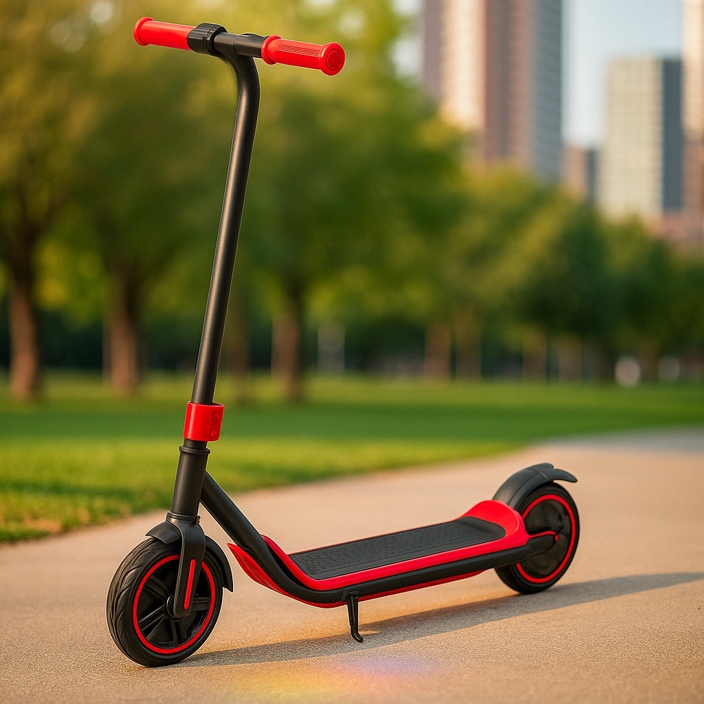 Trottinette enfant avec guidon réglable, rouge/noir, en aluminium, pour une utilisation en extérieur