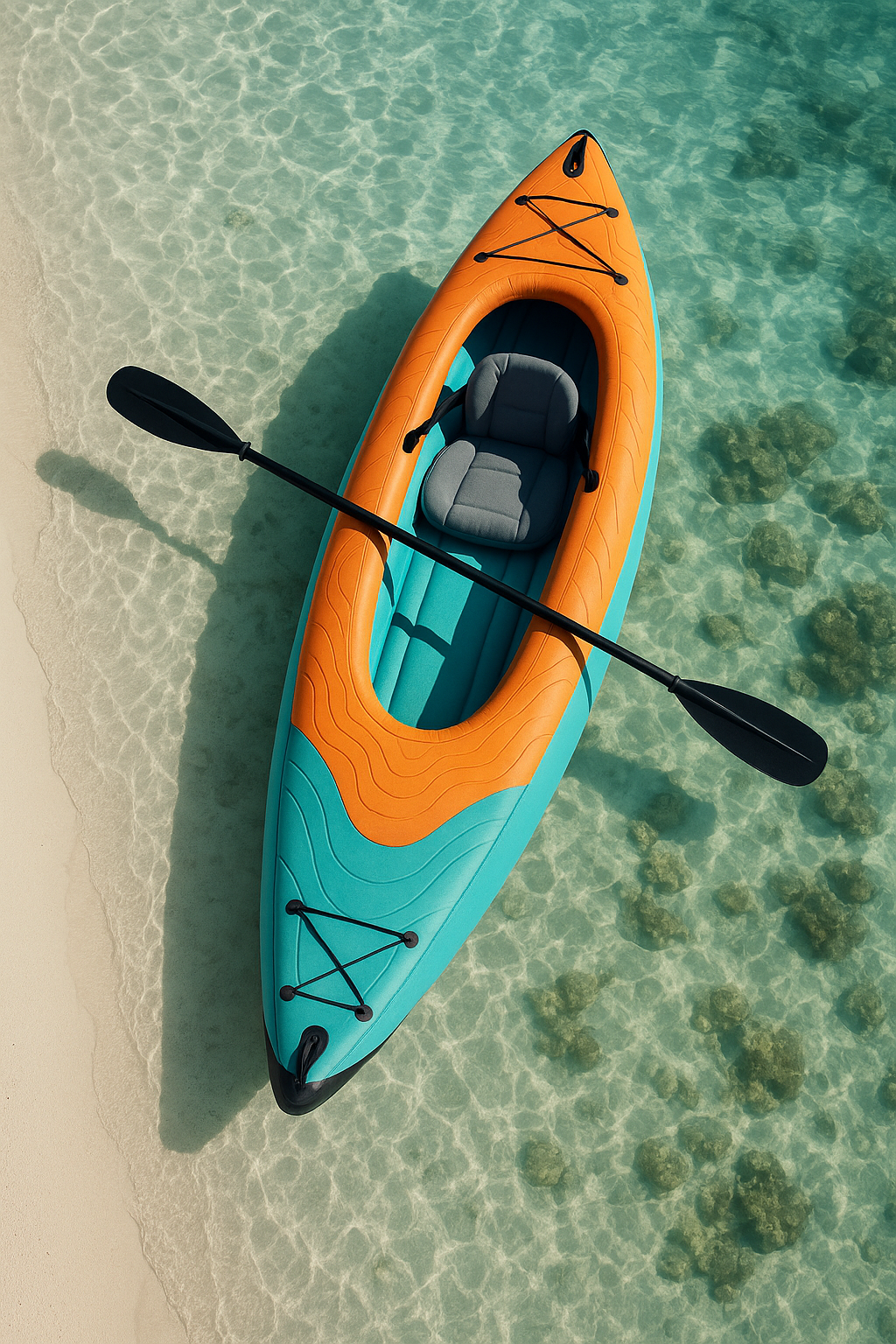 Kayak gonflable monoplace, facile à monter, en PVC orange/turquoise, idéal pour la plage, le lac et la rivière, 305 x 78 x 33 cm VelMppG490fM