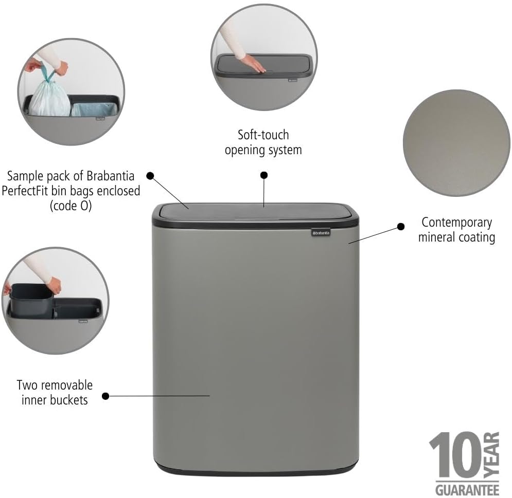 Brabantia Abfalleimer, Stahl matt, Anti-Fingerprint, 2 x 30 l