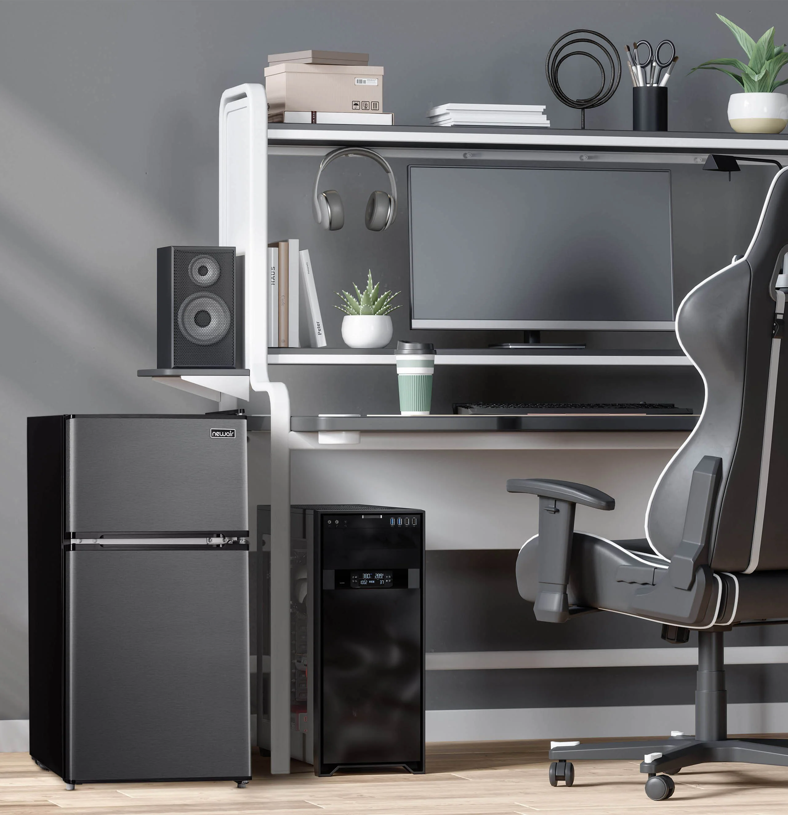 Newair Kompakt-Mini-Bar-Kühlschrank mit Gefrierfach, Modell 2025 – Schwarz (3,1 Kubikfuß)