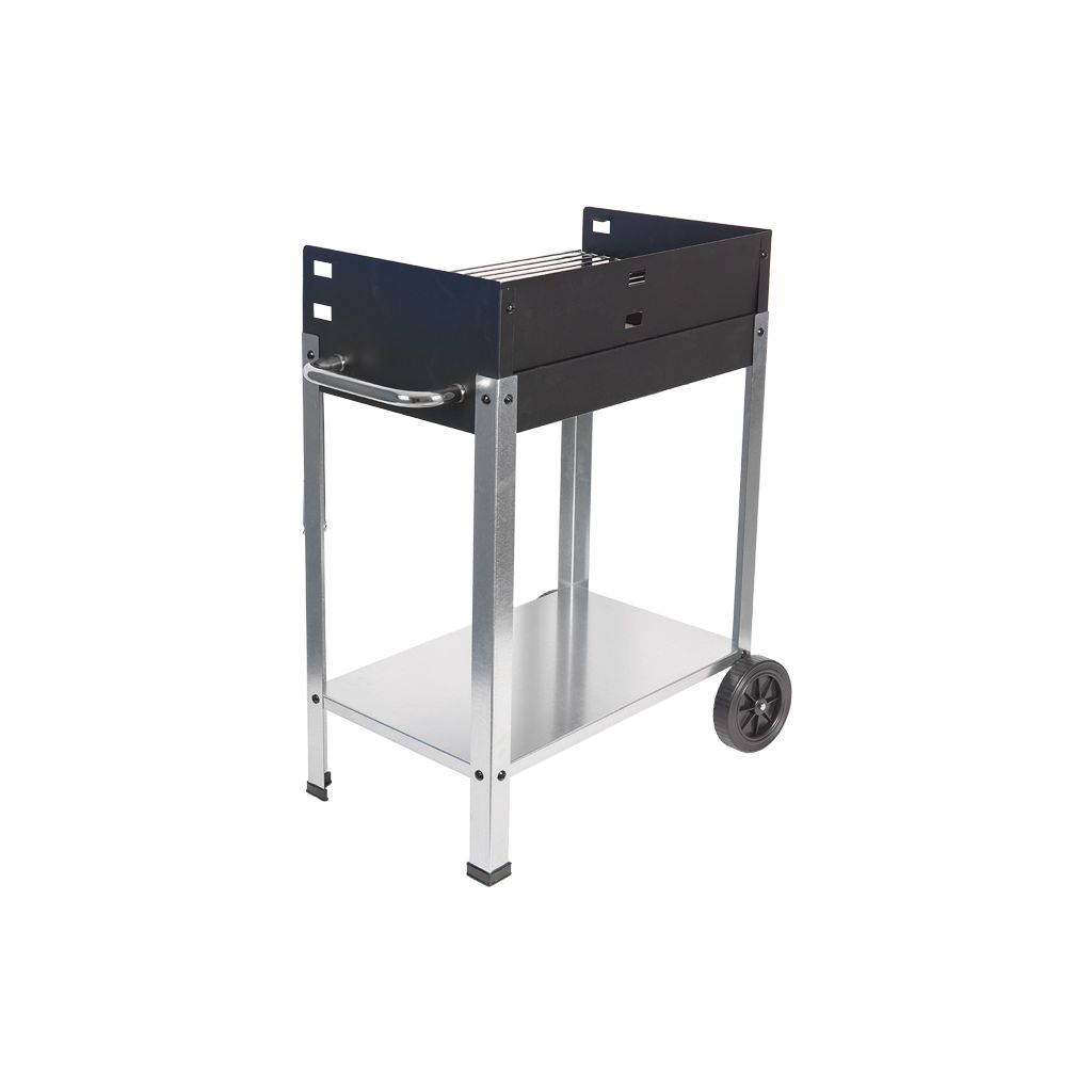 Cofan Holzkohlegrill mit Rollen | Verstellbarer Grillrost | Mit feuerfestem Einsatz und seitlichem Griff | Leicht zu transportieren | Große Grillfläche | Maße: 56,7 x 36 x 83 cm