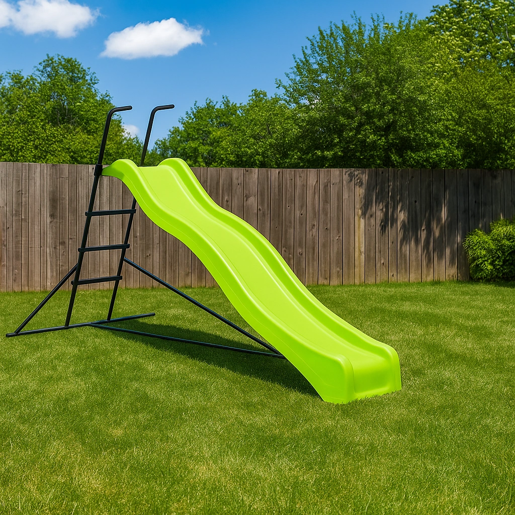 Toboggan vert, en plastique, idéal pour l'extérieur, 180 x 100 x 120 cm