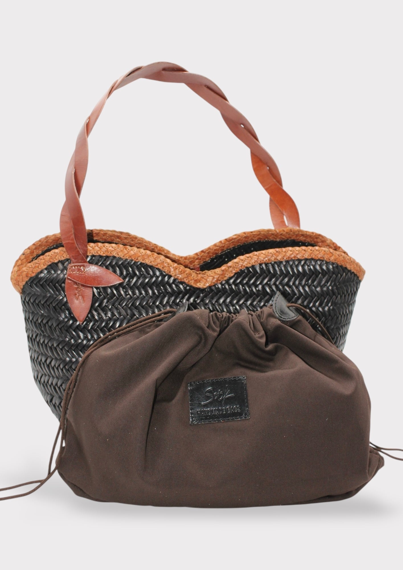 Léafa - Handwoven Leather Shoulder Bag | Brown & Black