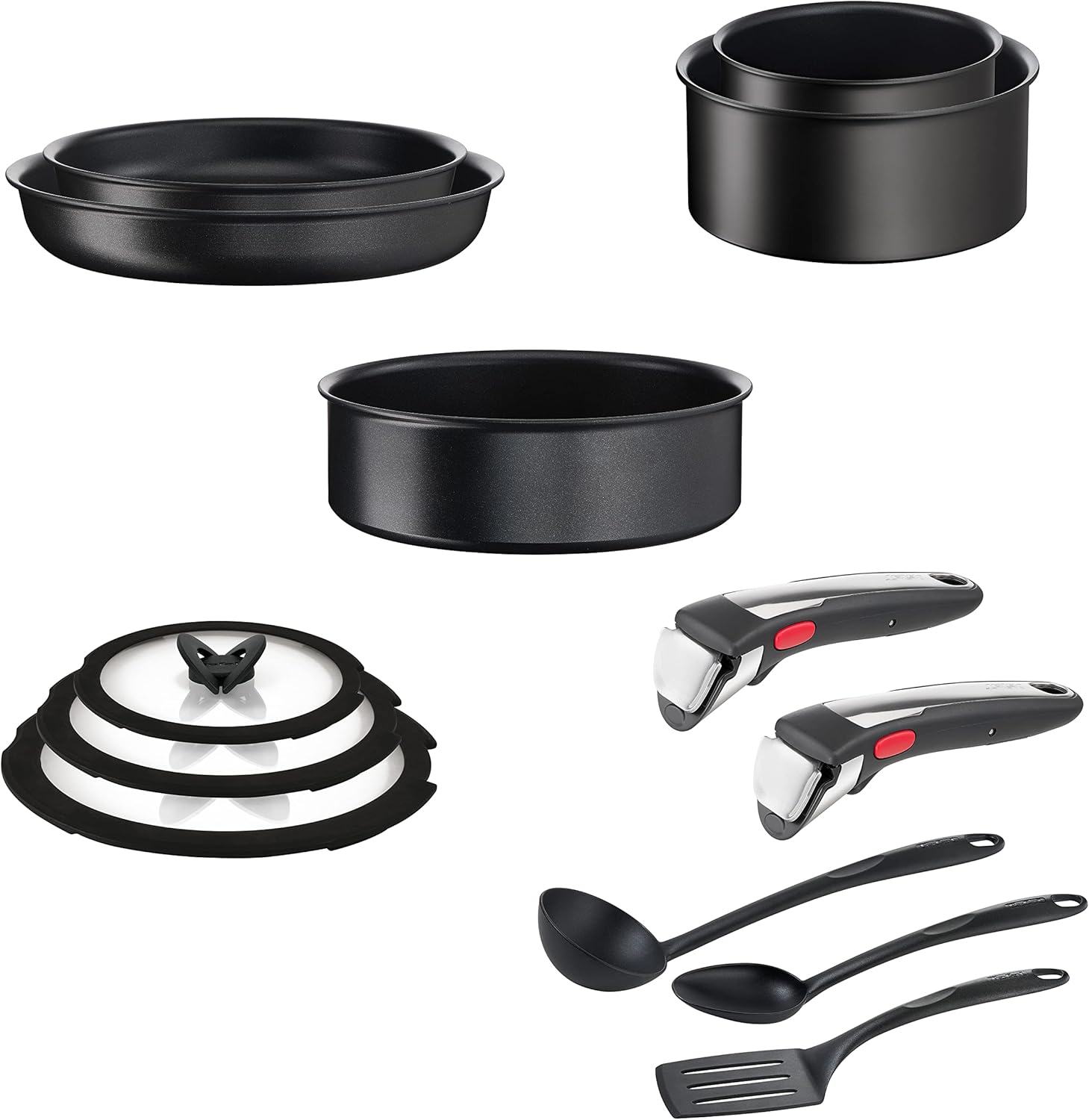 Tefal Ingenio Unlimited On – 3er-Set Töpfe (16/18/20 cm) + abnehmbarer Griff | Induktionsgeeignet, antihaftbeschichtet, mit Titanbeschichtung, Thermo-Signal, PFOA-frei, spülmaschinen- und ofenfest
