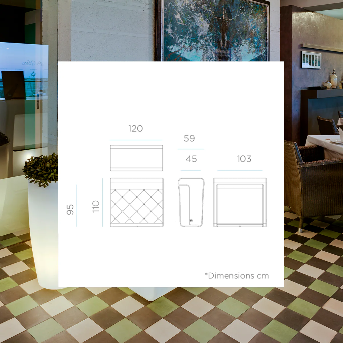 Creta Beleuchtete gerade Bartheke 120 cm.