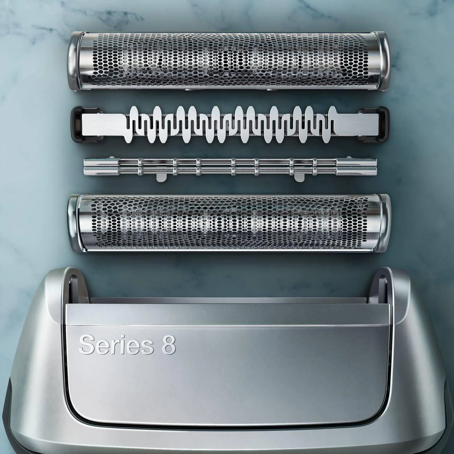 2025 Braun Series 8 8390cc barbermaskine til mænd – våd- og tørbarbering. 100% vandtæt. Sølv