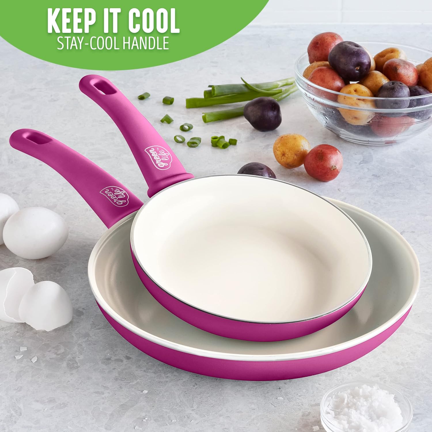 GreenLife Soft Grip 16-teiliges Antihaft-Keramik-Kochgeschirr-Set, bestehend aus Bratpfanne, Stielkasserolle und Topf, PFAS-frei, spülmaschinenfest, ofenfest, türkis