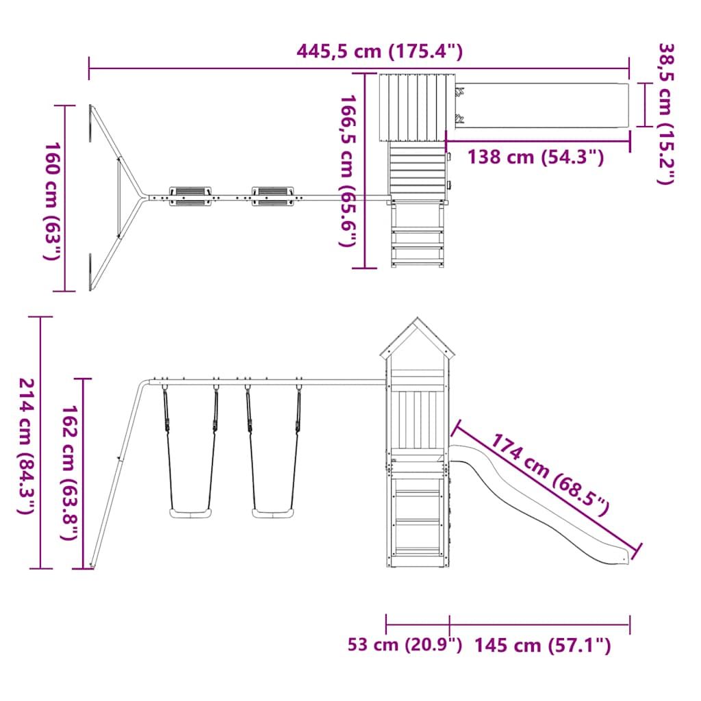 Vidaxl udendørs kravlegård i massivt fyrretræ