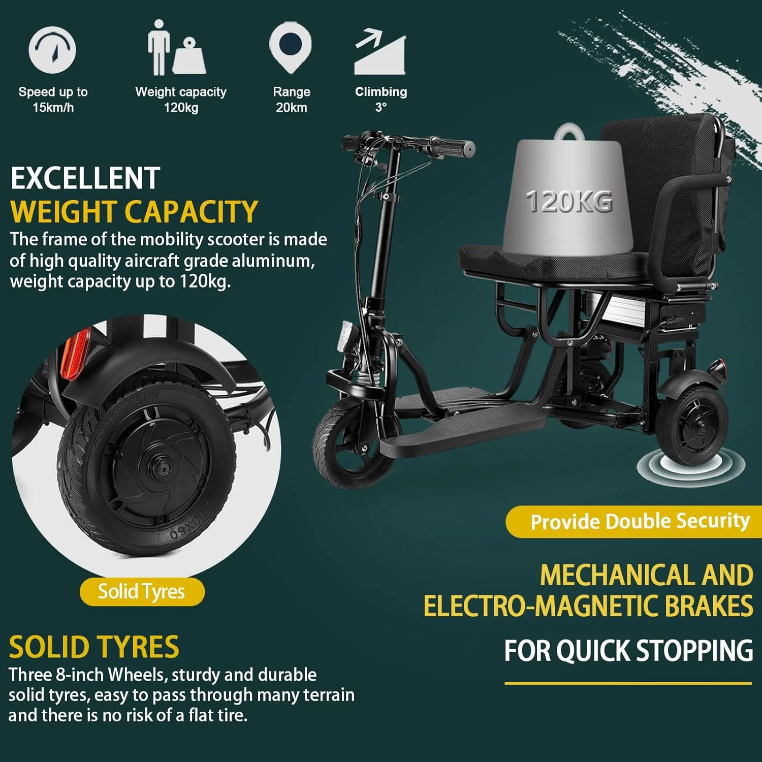 2025 WISGING 3-hjulet foldbar elektrisk løbehjul – Praktisk mobilitet for voksne og seniorer