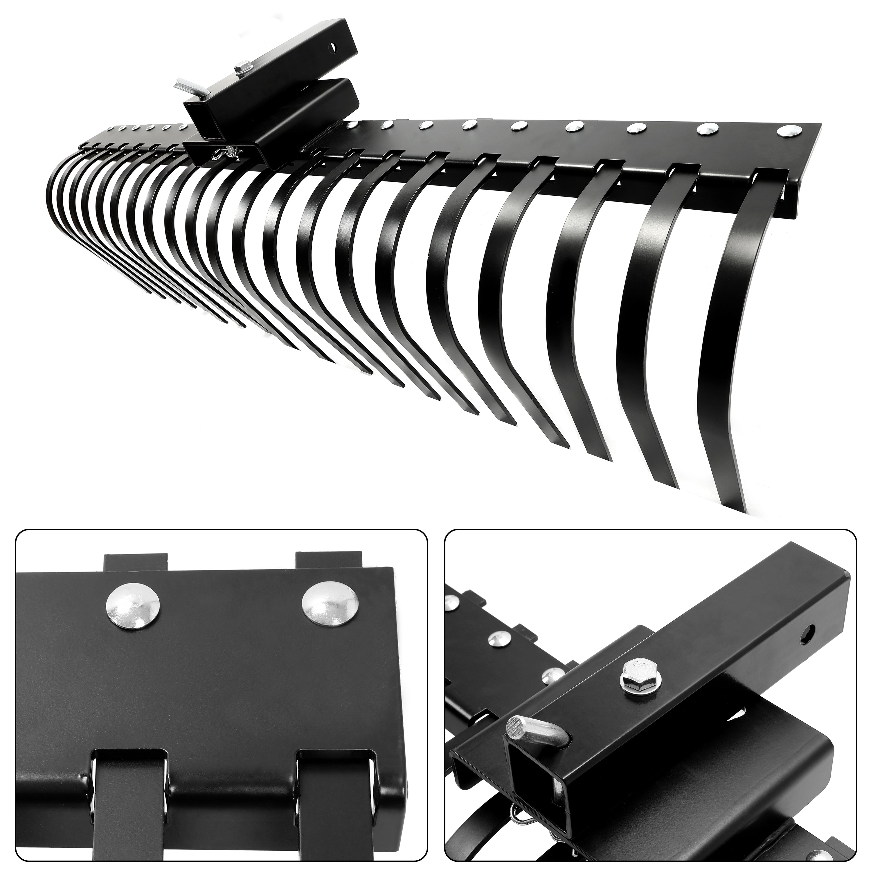 2025 Kojem 60-tommer landskabsrive til rengøring af stier, strande og haver med ATV, UTV, SxS, 48 eller 60-tommer værktøjsbjælke og 3-punktsophæng