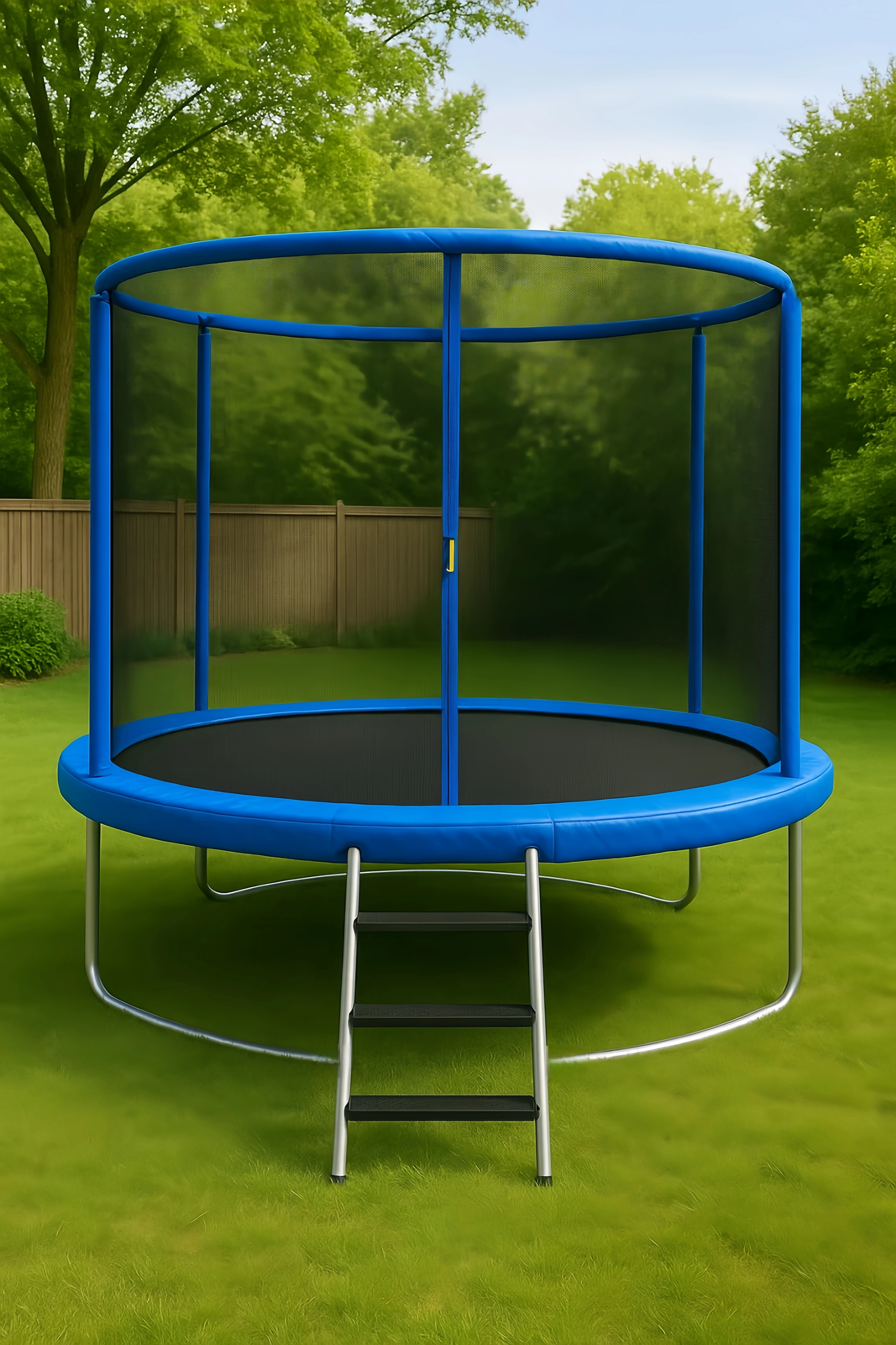 Trampoline de jardin rond en acier bleu 305×305×250 cm FnvsvmR127Mp