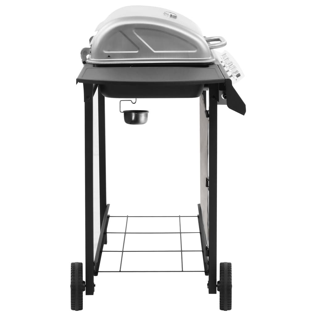 VidaXL Gasgrill mit 4 Brennern, Schwarz und Silber