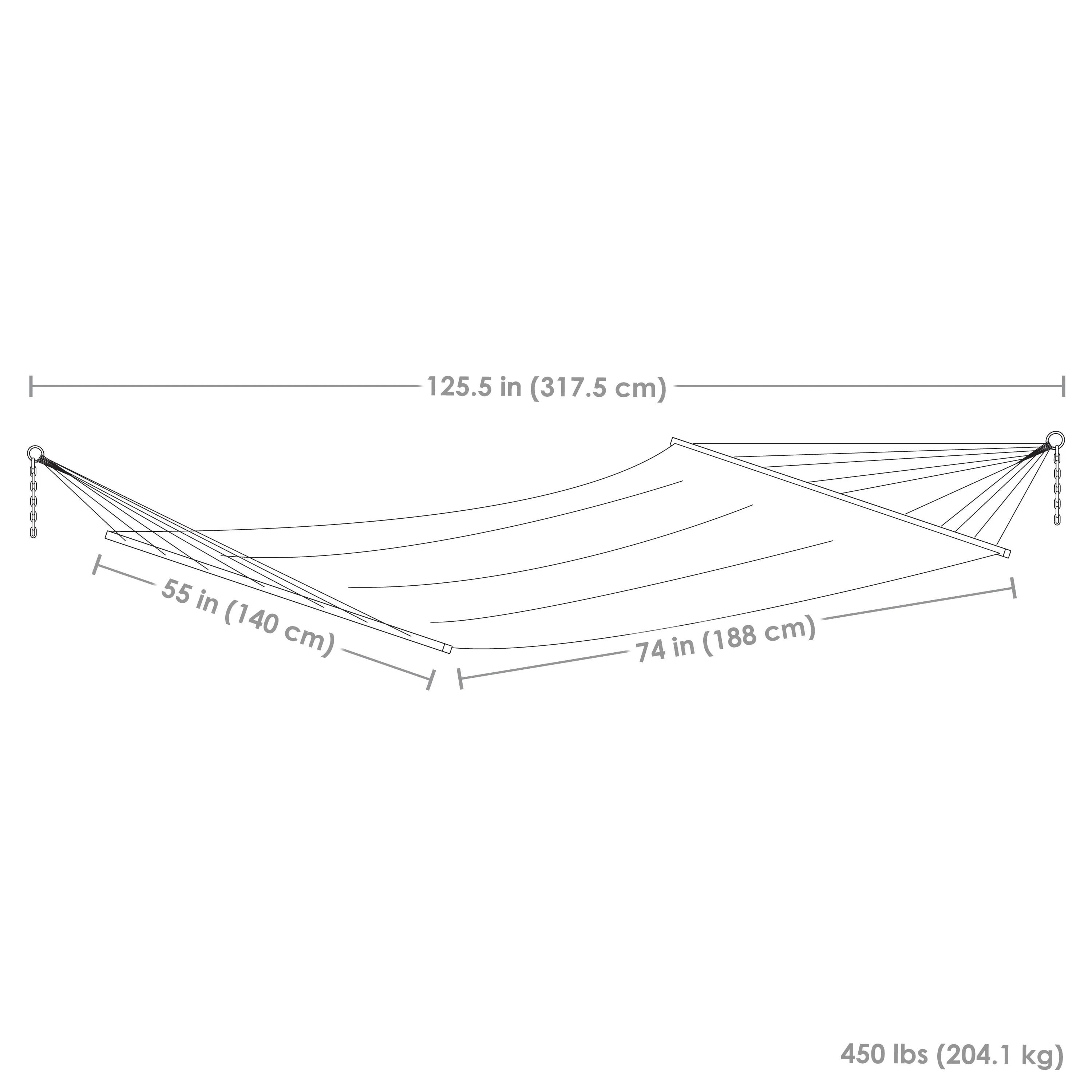 2025 Sunnydaze Dobbeltpolstret Stofhængekøje med Pude til 2 Personer