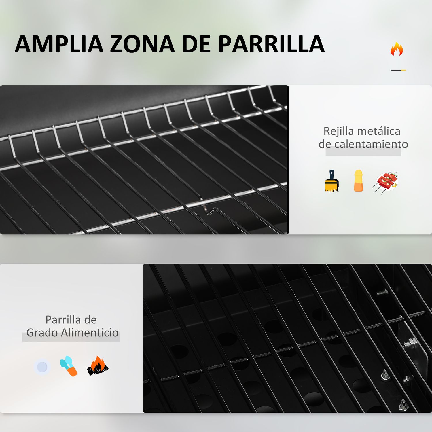 Outsunny Holzkohlegrill Edelstahl 113x65x108 cm Schwarz