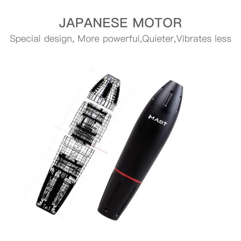 Mast Pen roterende tatoveringsmaskinesæt med airfoil strømforsyning til tatoveringer