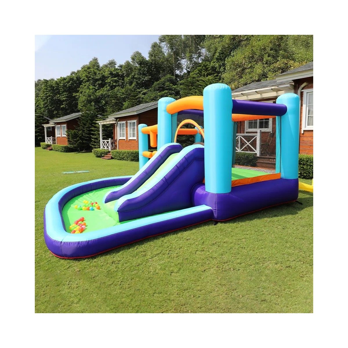 Aufblasbare Bergburg – Aufblasbare Burg für Kinder mit Spielen, ideal für Garten oder große Flächen