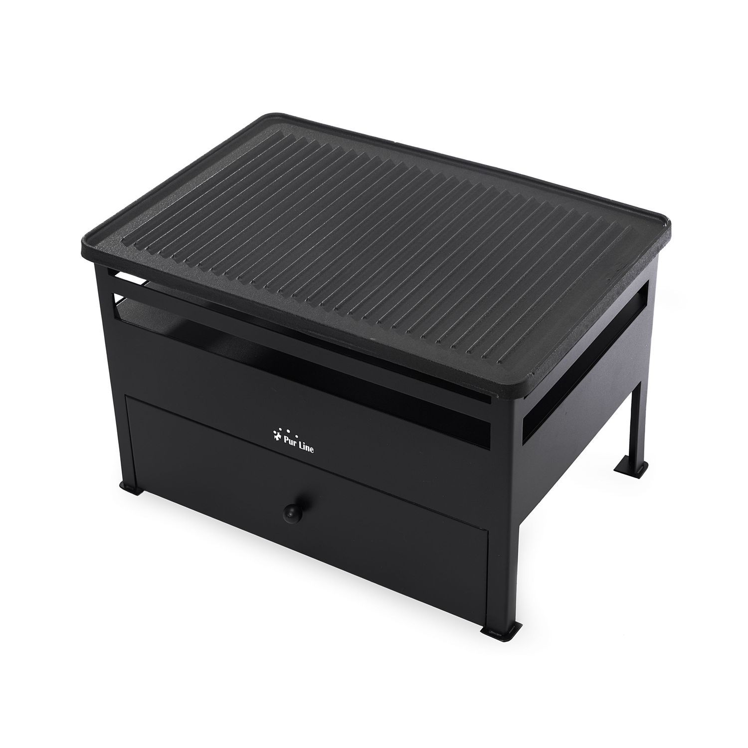 1,5-Liter-Ethanolgrill, Grillplatte aus rotem Stahl und rechteckiger Eisenplatte