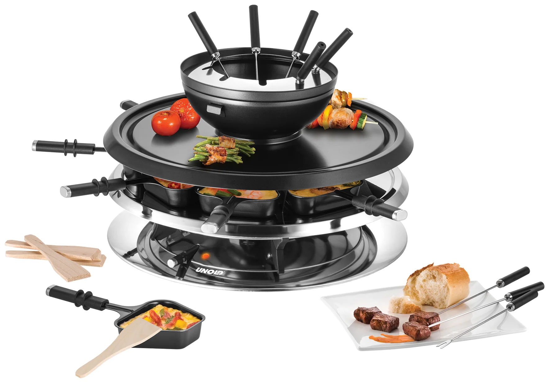 2025 Raclette Multi 4 en 1 – Kit à raclette polyvalent avec livre de recettes