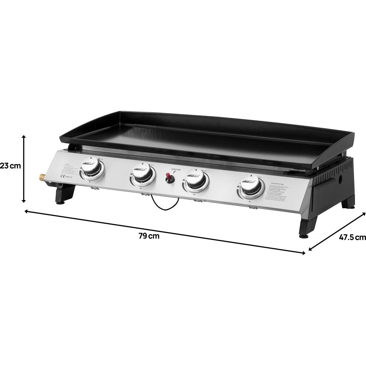 „Jolly“ Gasgrillplatte mit 4 Brennern – 10 kW – Grau