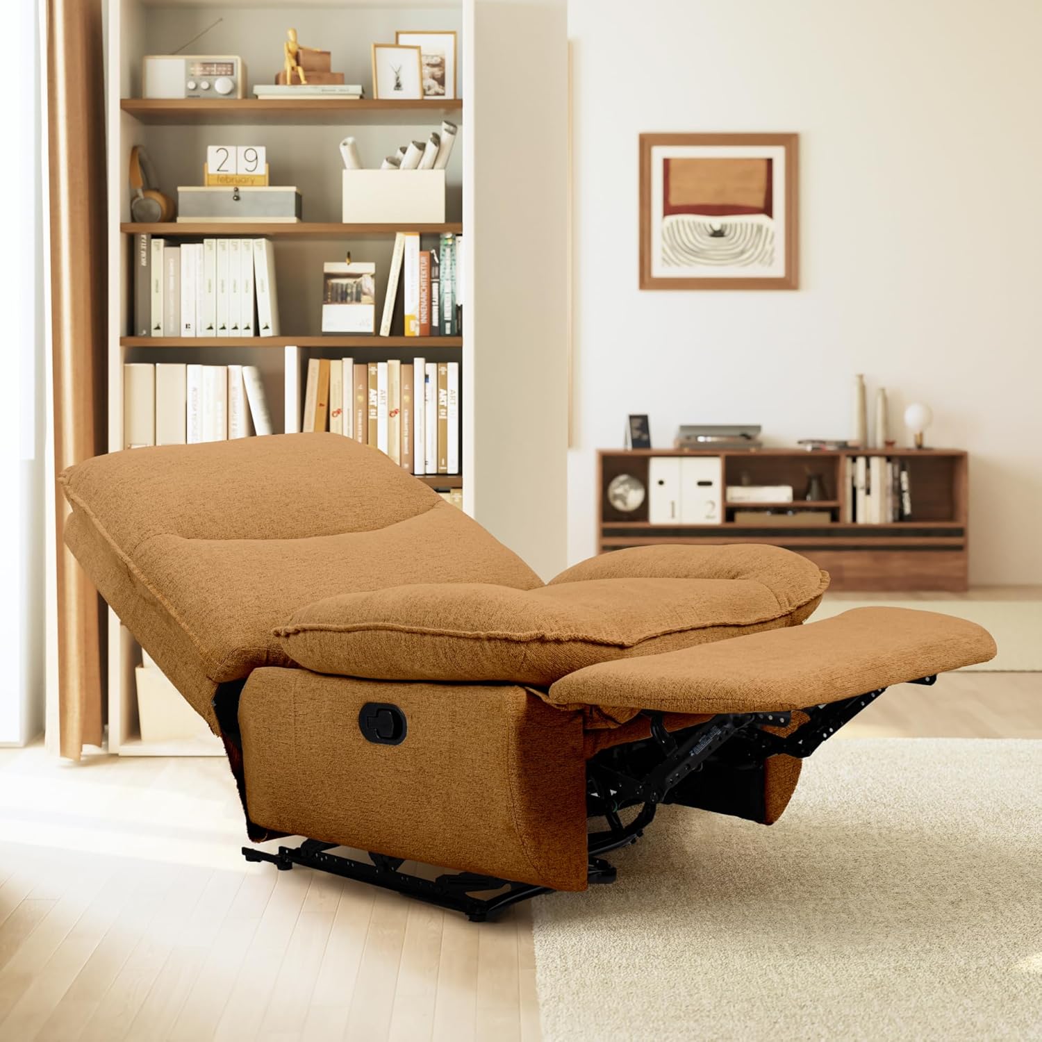 FLEXISPOT XC6 Relaxsessel, Drehsofa mit Wippfunktion, TV-Sessel mit verstellbarer Rückenlehne, Liegesessel für Schlafzimmer, Wohnzimmer und Heimkino (Beige)