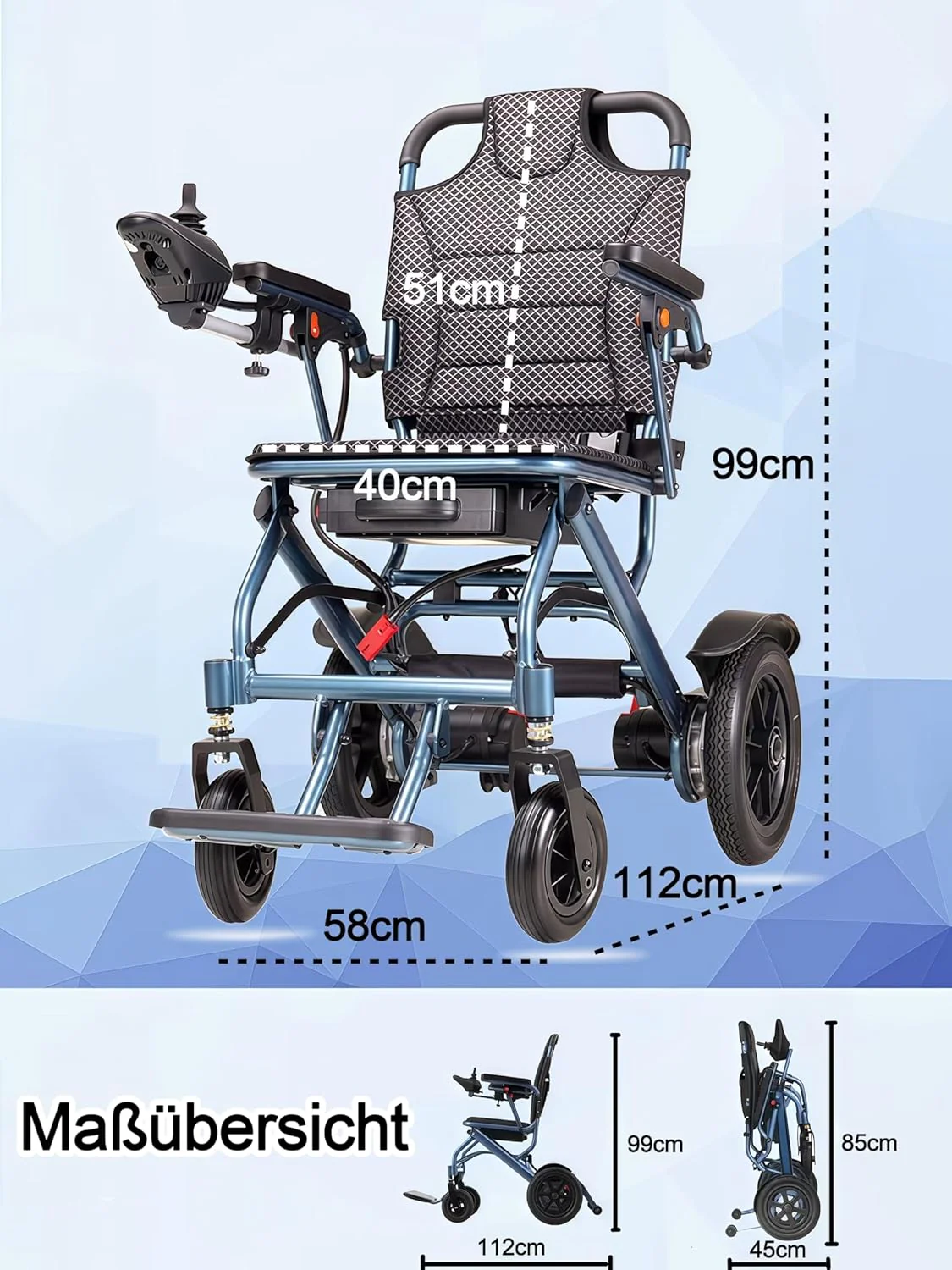 2025 ByteTecpeak D04 Sammenklappelig Elektrisk Kørestol – Let, kraftfuld og nem at transportere