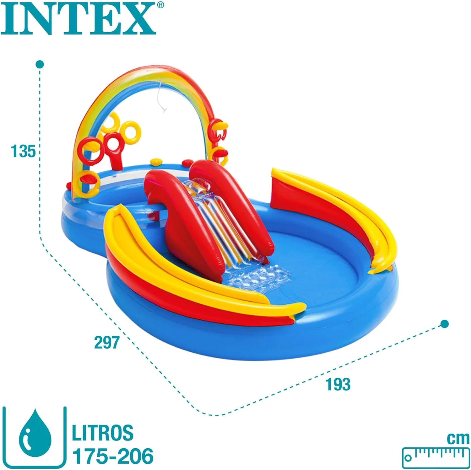 Intex Jungle Adventure Oppusteligt Legeområde – Pool med Rutsjebane og Vandlege til Børn