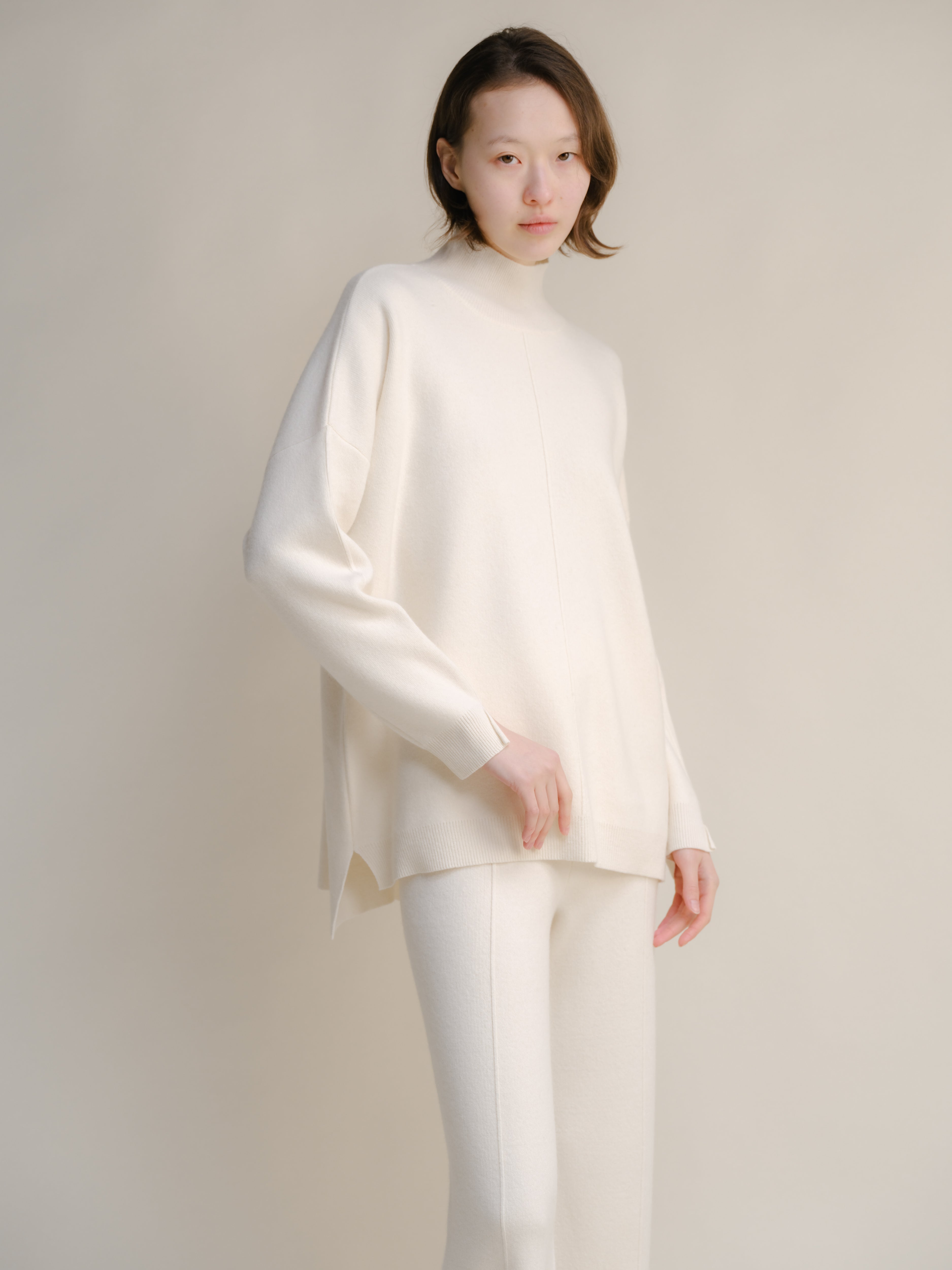 Wool & Cashmere Mix Solid Maxi Turtleneck Sweater