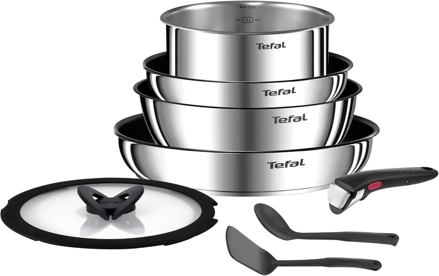 Tefal Ingenio Emotion Set: 3 Bratpfannen (22/24/28 cm), 3 Töpfe (16/18/20 cm), Schmortopf (24 cm), Wok (26 cm) + 12 Zubehörteile | Induktionsgeeignet, antihaftbeschichtet, spülmaschinen- und ofenfest