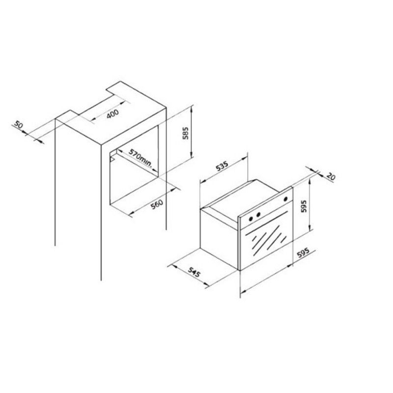 Vitrokitchen Hg602in Gasofen aus Edelstahl Natur