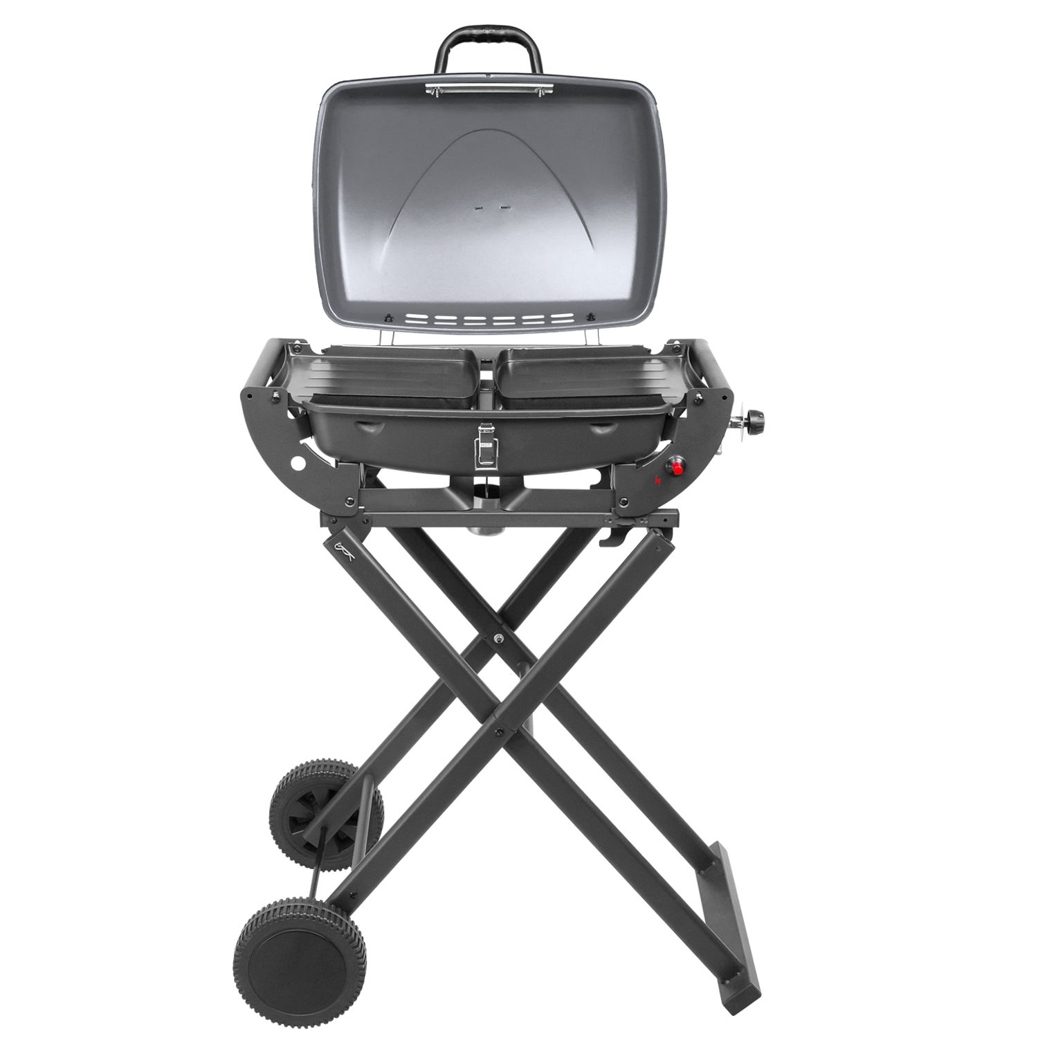 Tragbarer, faltbarer Gasgrill, 3,6 kW, mit Rädern, Füßen und Ablagefläche