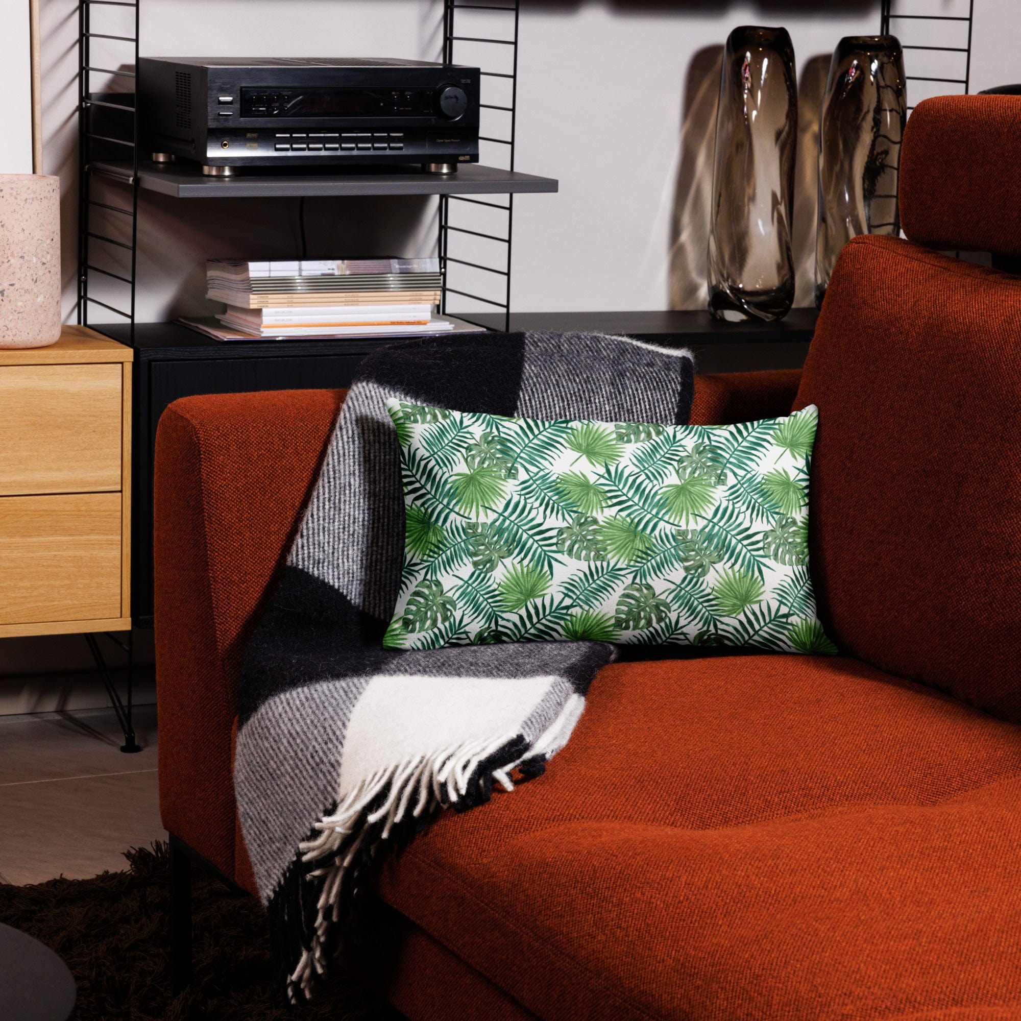 Tropical Leaves Premium Throw Pillow