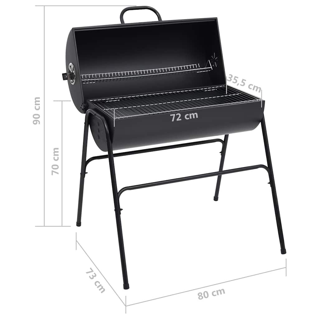 Fassgrill mit 2 Grillrosten, schwarzer Stahl, 80x95x90 cm, Vidaxl