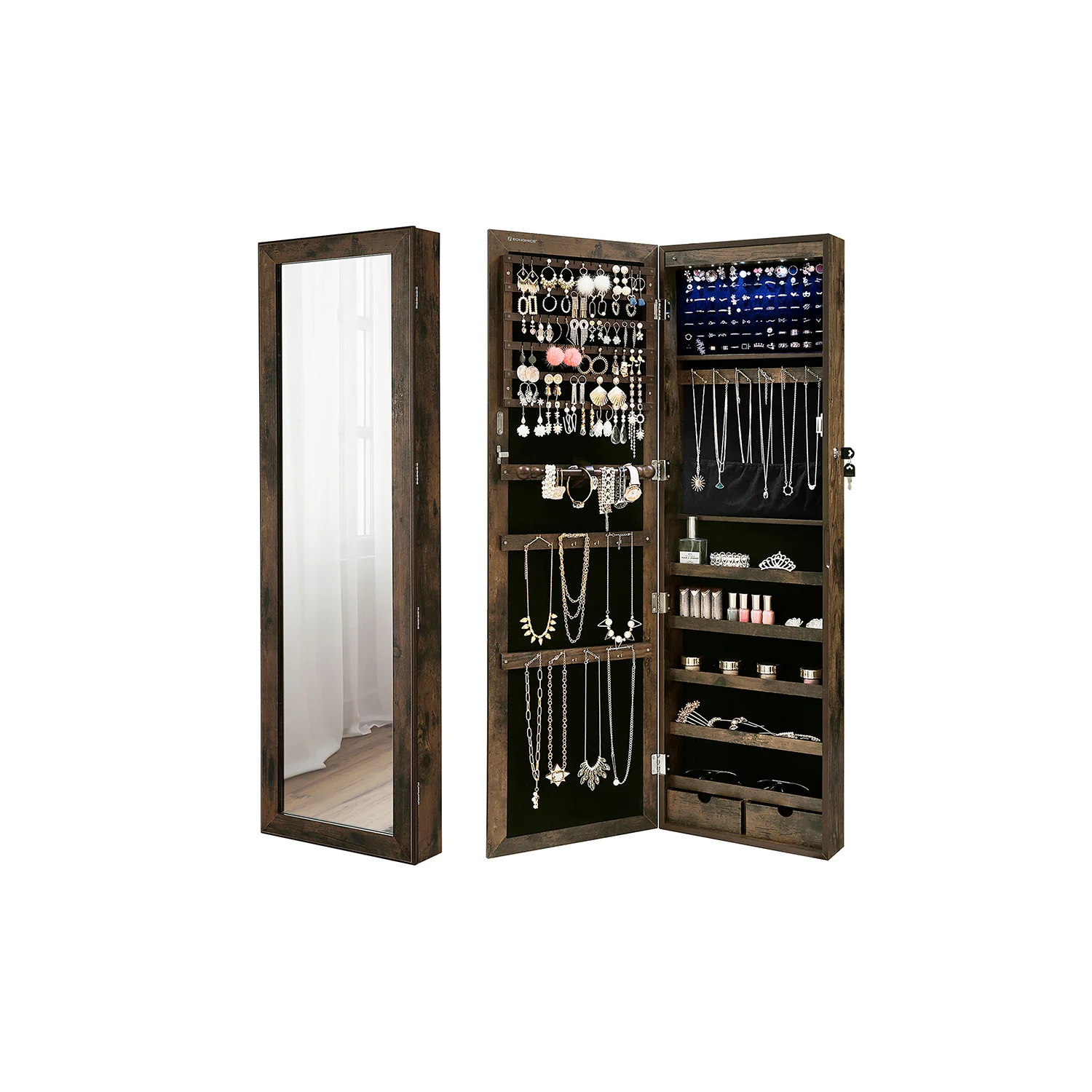 Smykkeskab med spejl