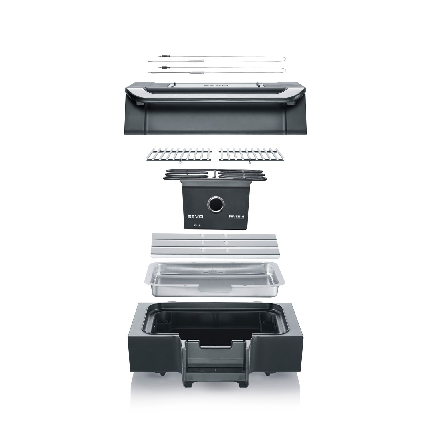 Severin Sevo GT Black PG 8106 Elektrogrill mit digitalem OLED-Display